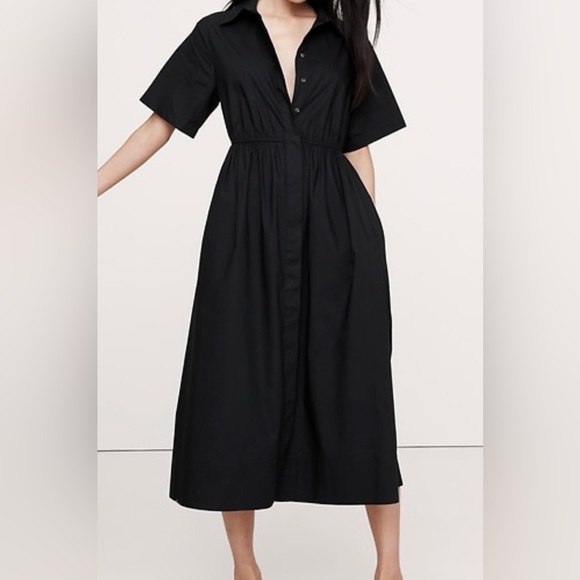 NWT Banana Republic Black Midi Dress - Picture 3 of 8